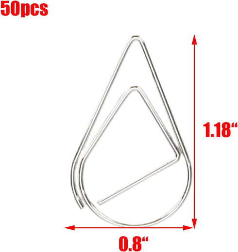 Silver Water Drop Shape Paperclips 1.0mm Wire Diameter Metal Paper Clips for Office Supplies 50pcs(30x20mm)...