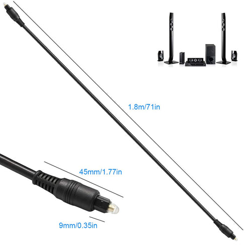DaKuan 2 Pack Digital Optical Audio Cable - 6 Feet, Home Theater Fiber Optic Toslink Male to Male Gold Plated Optical Cables (1.8 Meters) for Home...