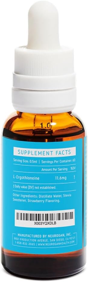 Neurogan L-Ergothioneine Liquid Supplement - 700 MG 60 Servings (1 OZ) - Antioxidant Support, Healthy Aging & Brain Fuel* - Made in USA...