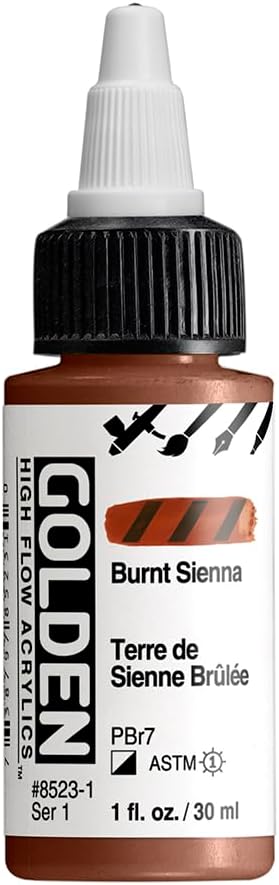 GOLDEN High Flow Acrylics, Burnt Sienna, 1 fl. oz. / 30 ml Bottle...