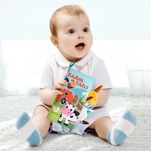 2 in 1 Soft0-6 Months CrinkleInfant Toddler Baby Books, Farm & Animal Unbreakable Books,Tummy Time Teething Sensory Toys,Early Touch Feel Book Gif...