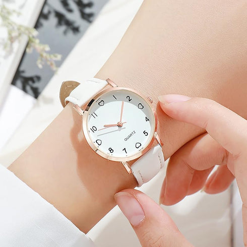 Classic Women's Wrist Watches with Easy-to-Read Luminous Dial, Quartz Movement and Leather Band - Vintage Small Face Round Watches for Ladies...