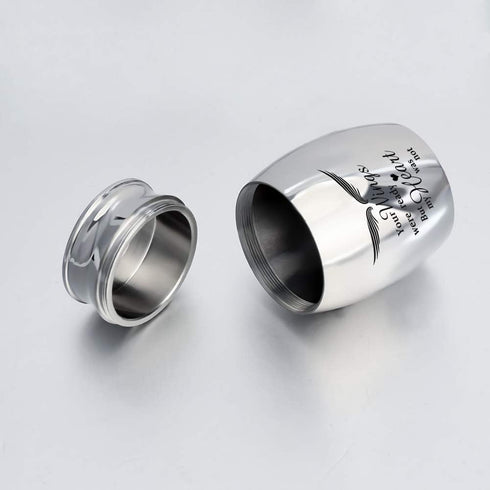 Dletay Small Keepsake Urns for Human Ashes 1.57 Inch Mini Cremation Urns for Ashes Stainless Steel Memorial Ashes Holder-Your Wings were Ready, Bu...