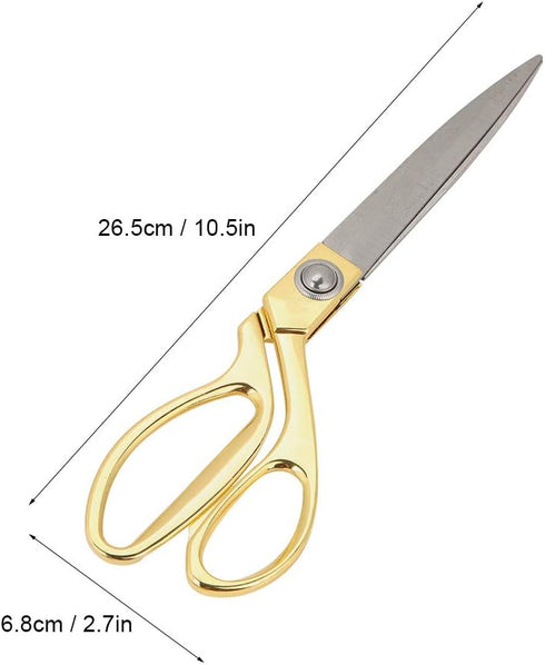 Hilitand Sewing Scissors, 10.5in Stainless Steel Scissors Household Tailor Cloth Fabric Cutting Scissors(Gold)...
