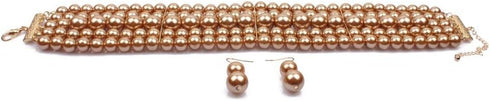 COLORFUL BLING 5 Rows Elegant Simulated Pearl Strand Choker Necklace With Earrings Set Women Ladies Statement Jewelry...