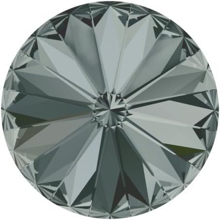 6-pcs 12mm Austria Crystal 1122 Rivoli Button with Shank, SW-1122BT (Black Diamond)...