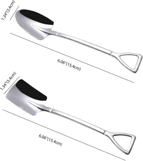 Dessert Spoon Set, 6 Pcs 6" Shovel Shape Stainless Steel Spoons, Ice Cream Fruit Spoon for Home, Kitchen or Restaurant...