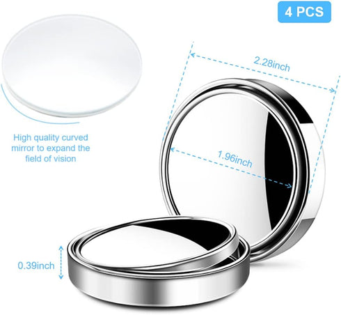 4 Pack Blind Spot Car Mirror 2 Inch Angle Adjustable HD Glass Round Car Side Rear View Convex Mirror Accessories with Frame for Car SUV Trucks Mot...