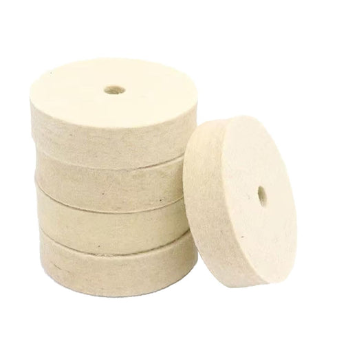 Luo ke 5 Pcs 3'' Compressed Wool Polishing Wheel, 3/8 Inch Arbor Hole Wool Felt Buffing Wheels for Bench Grinder or Die Grinder etc...