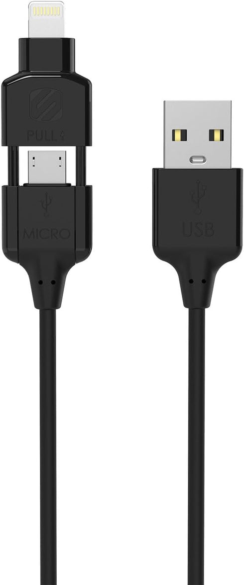 SCOSCHE I3M Strikeline Pro 2-in-1 MFI Certified Lightning & Micro USB to USB Charge & Sync Cable 3-ft. Black...