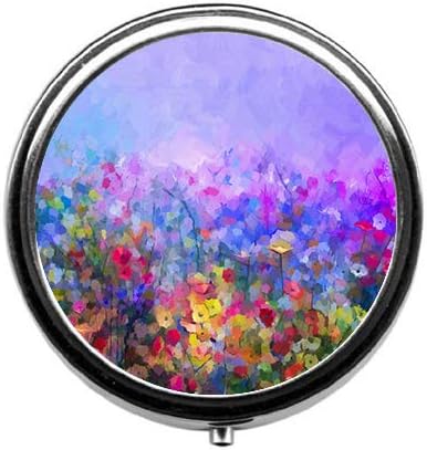 Abstract Hand Drawn Watercolor Flowers Cute Pill Box/Pill case-Round Pill Box/case- Three-Compartment Pill Box/Pill case...
