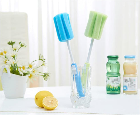 3Pcs Dishwashing Cleaning Bottle Sponge Brush with Adjustable Long Hand Feeding Bottle Cleaner Scrubber for Pot Milk Cup Winebottles Baby Bottles ...
