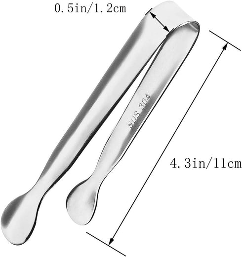 TTSAM 4 Pcs Ice Tongs Sugar Cubes Tongs, Mini Serving Tongs, 304 Stainless Steel, Silver, 4.33 x 0.63 inches...