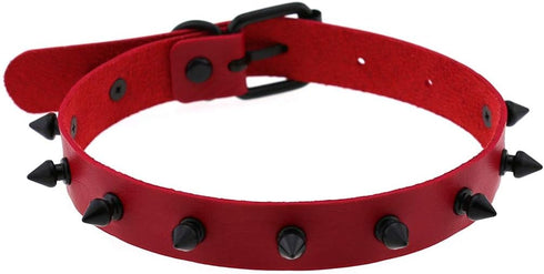 Unisex Multicolor Simulated Leather PU Punk Rock Gothic Black Spiked Rivets Choker Collar Necklace...