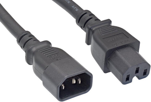 AC Extension Power Cord, IEC320 C14 to IEC320 C15, 14 AWG, 15A, 250V (ZWACDEAE-06)...