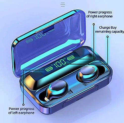 F9 True Wireless Earbud with Power Bank with Bluetooth Version 5. 1 Earbuds Portable case Charging, Sport Design, Built in Microphone (Black)...