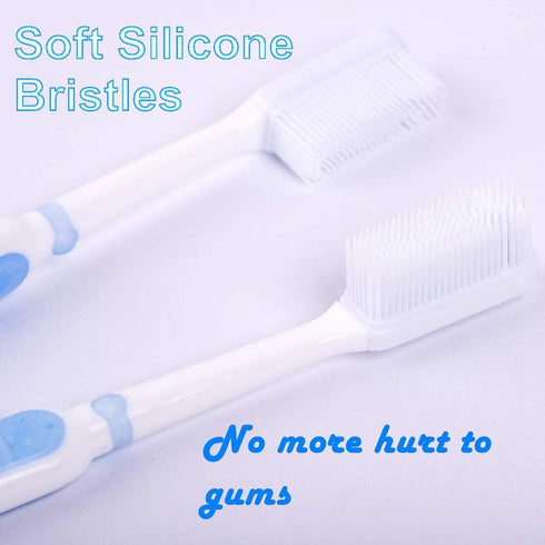 COOL & FRESH Silicone Bristles Toothbrush 2 Pack - Effective Manual Toothbrush...