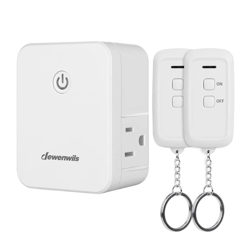 DEWENWILS Remote Control Outlet with 2 Remotes, No Interference Wireless Remote Outlet Light Switch with 2 Side Outlets, 15A/1875W, 100ft RF Range...