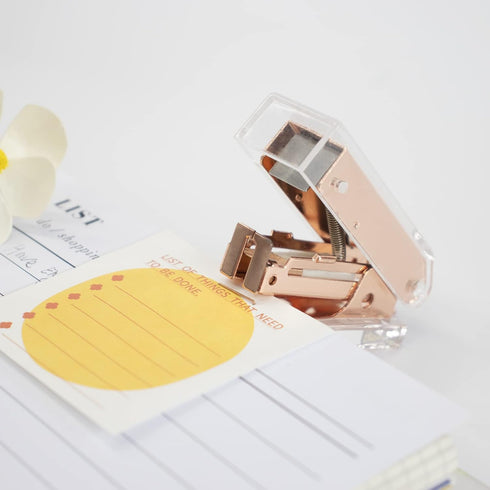 MultiBey Mini Portable Stapler Acrylic Metal Desk Stapler with 26/6 Staples, 18 Sheets Capacity, Small Stapler for Women, Girls, Teenagers (Rose G...