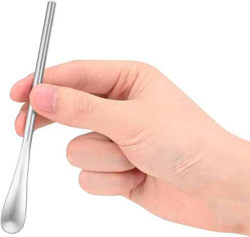 5Inch/12.8cm Coffee Stirrers Spoon,Silver Stainless Steel 304# Coffee Stir Sticks,Round Solid Handle Cocktail Beverage Iced Tea Stirring Stick,Dri...