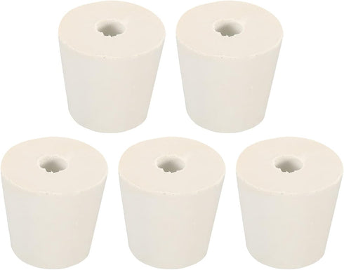 MECCANIXITY Rubber Tapered Plug 25mm to 33mm with Hole Test Tubes Bungs Stopper White for Lab Home 5 Pieces...