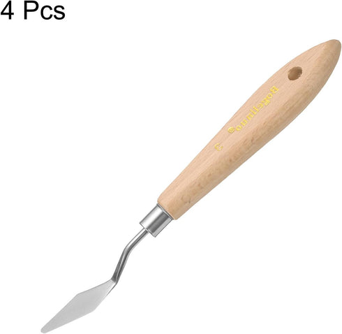 4pcs 3# Painting Palette Knife Pointy Stainless Steel Art Spatula Painting Pallet Knives Scrapers Tools with Plastic Handle for Acrylic Oil Canvas...