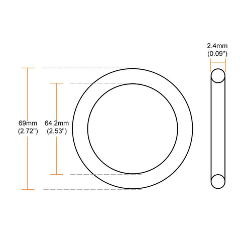 uxcell Fluorine Rubber O-Rings, 69mm OD 64.2mm ID 2.4mm Width FKM Seal Gasket for Machinery Plumbing, Green, Pack of 5...