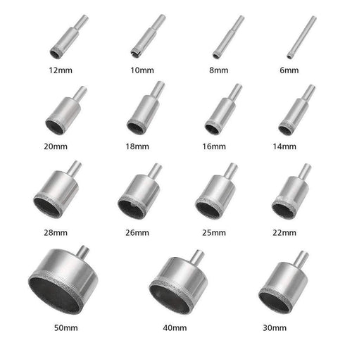 3 otters Diamond Drill Bit Set Hole, 15PCS Hole Saw Set for Glass, Marble, Granite Stone...