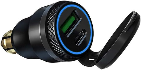 iMESTOU Aluminum DIN Plug 30W 5A Power Delivery Motorcycle Dual USB Charger QC 3.0 Quick Charge Power Adapter Waterproof Fits for 12V-24V BMW Duca...