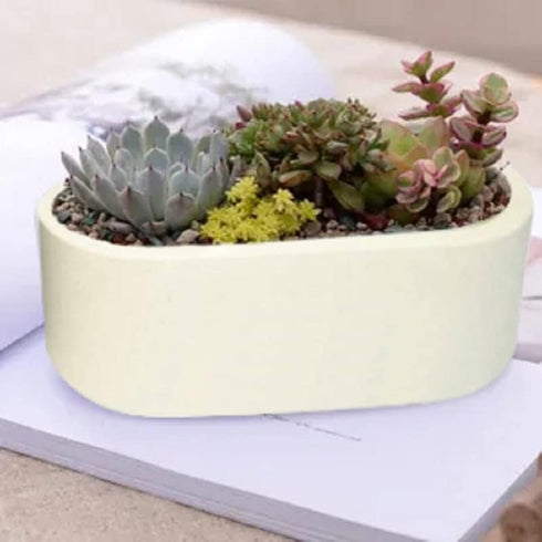 Bigger Oval Silicone Planter Mold, Oval Shape 7 x 3.3 Inch (L x H), Silicone Model for Concrete Flower Pots, DIY Succulent Plant Concrete Model, C...