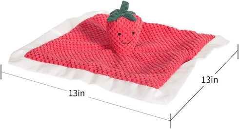 Apricot Lamb Stuffed Fruit Strawberry Security Blanket Infant Nursery Character Blanket Luxury Snuggler Plush baby lovey(Strawberry, 13 Inches)...