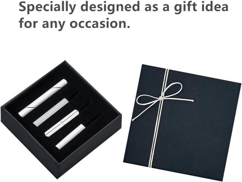 Tie Bars for Men Skinny Regular Necktie, Length 1.5 Inch-2.3 Inch, Tie Clips Set in Gift Box...