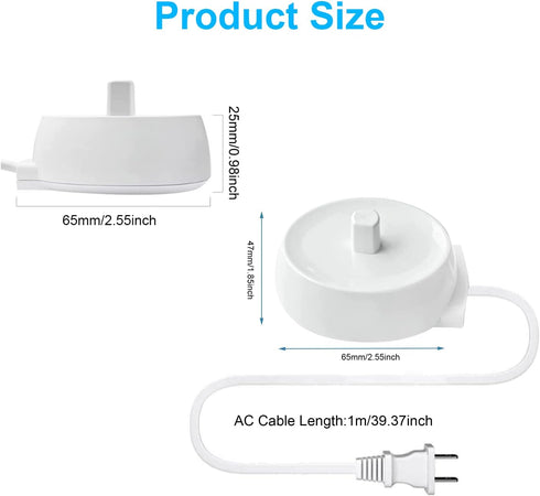 for Braun Oral-B Electric Toothbrush Replacement Charger?for Oral-B Model 3757 Waterproof IPX7 Inductive Charging Adapter,Portable Travel...