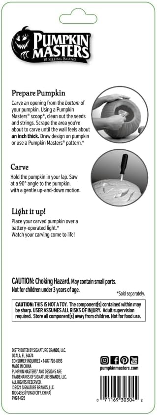 Pumpkin Masters, Masters Collection Premium Carving Tools - Professional-Grade Curved Blade for Effortless Pumpkin Carving...