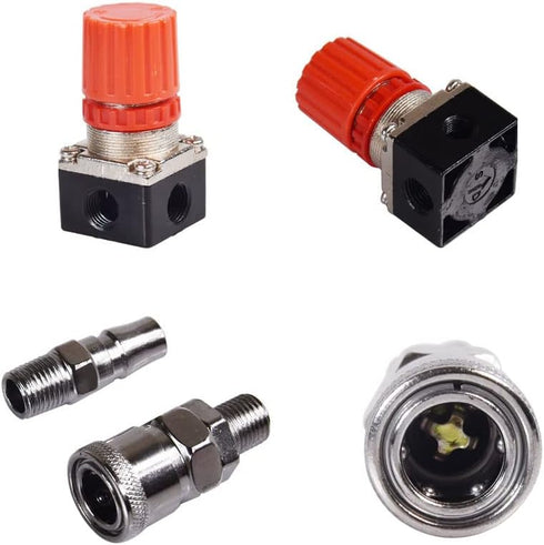Air Compressor Pressure Regulator with Dial Indicator, 0-175 PSI Air Gauge for Air Compressor and Air Tools (four-way valve)...