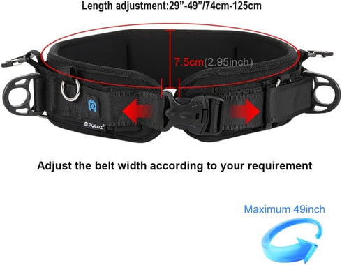 PULUZ Multi-Function Camera Waist Belt for SLR/DSLR Cameras, Adjustable Camera Waist Strap with Hook for Hanging Photography Accessories Fit for O...