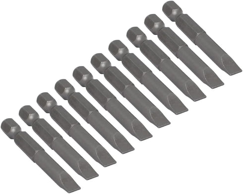 uxcell 10 Pcs 6mm Slotted Tip Magnetic Flat Head Screwdriver Bits, 1/4 Inch Hex Shank 2-inch Length S2 Power Tools...