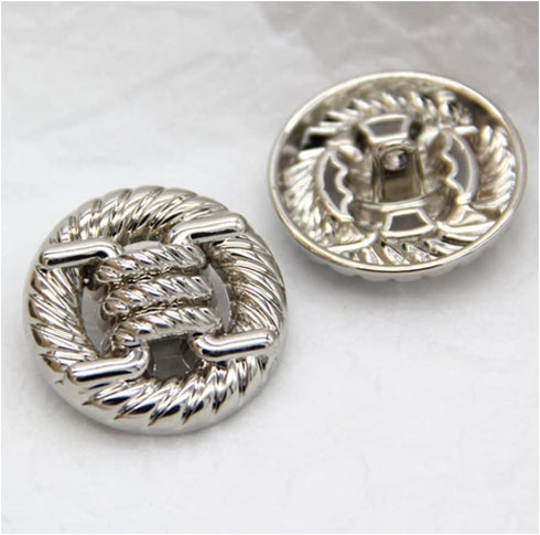 5 PCS Fashion Knotted Rope Metal Sweater Buttons for Clothes Decorative Women Coat Buttons Sewing Accessories (Silver, 25mm)...