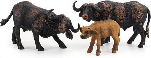 3 Pcs African Safari Bull Action Figure Toy, Realistic Buffalo Figurines Collection Playset Preschool Science Educational Learn Cognitive Props?...