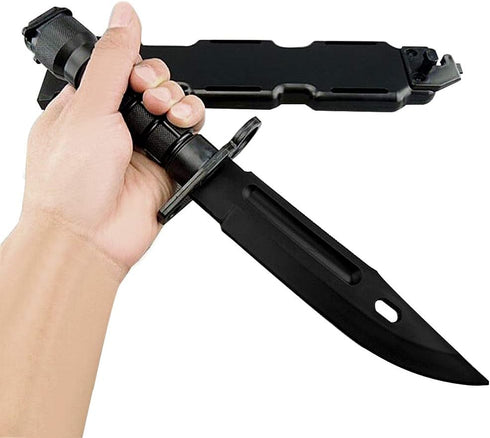 Tactical Rubber Knife,Military Training ABS Plastic Dagger M9 M16 Fixed Blade Knives Scabbard Model Kit for Airsoft GunToy Martial Arts Pretend Pl...
