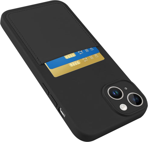 for iPhone 15 Case with Card Holder Soft Liquid Silicone Credit Card ID Slot, Full Camera Scratchproof Shockproof Protective Cover iPhone 15 Walle...