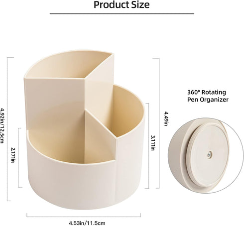 Desk Pencil Pen Holder, 3 Slots 360-Degree Spinning Pencil Pen Desk Organizers, Desktop Storage Pen Organizers Stationery Supplies, Cute Pencil Cu...