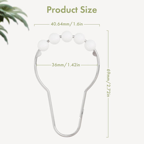 Amazer Shower Curtain Hooks, Decorative Stainless Steel Shower Curtain Hooks for Bathroom Shower Rods Curtains-Set of 12, Acrylic White...