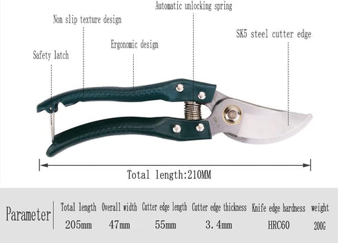 Tree Trimmers, Garden Scissors, Manual Trimmers, Branch, Hedge, Shrub and Bush Trimmers, Razor Sharp Bypass Cutters, Flowers, Household Plants, Bo...