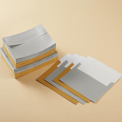 50 Pieces Metallic Color Self Seal Envelopes for Greeting Cards, Invitations, Postcards (Silver, 4x6)...