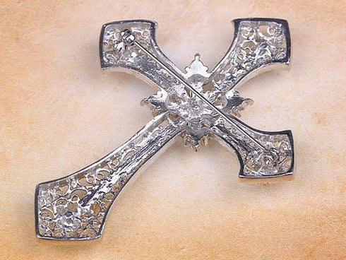 Alilang Holy Anglo Saxon Clear Crystal rhinestone Christian Cross Jewelry Pin Brooch...