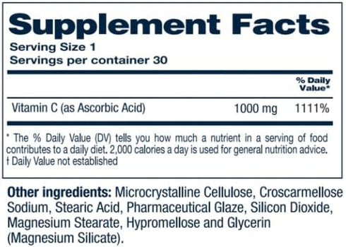 NF Sports Vitamin C 1000 mg Supports The Immune System, Formation of Collagen, Iron Absorption, and Maintenance of Cartilage, and Teeth, Vegan, Gl...