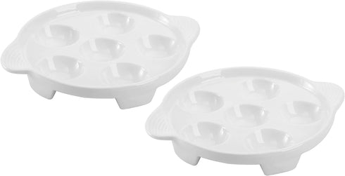 Bamboo's Grocery LoKii 6 Holes 2 Pack Ceramic Escargot Dish, Ceramic Snail Dish with Handles, Escargot Dish Diet Plates, White, 6 Inches...
