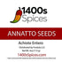 4oz Annatto Seeds (Semillas de Achiote/Bixa Orellana/Anato Entero). Heat-Sealed Resealable Bag by 1400s Spices...