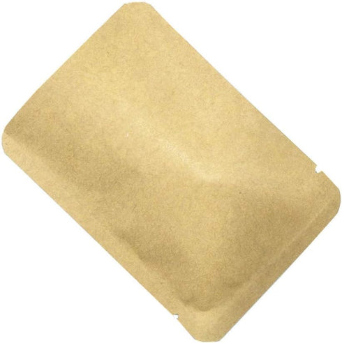 FERENLI 100 Pieces Kraft Paper Open Top Vacuum Sealable Bags Mylar Foil Heat Seal Pouches for Sample Food Storage Packaging with Tear Notches 2.3x...